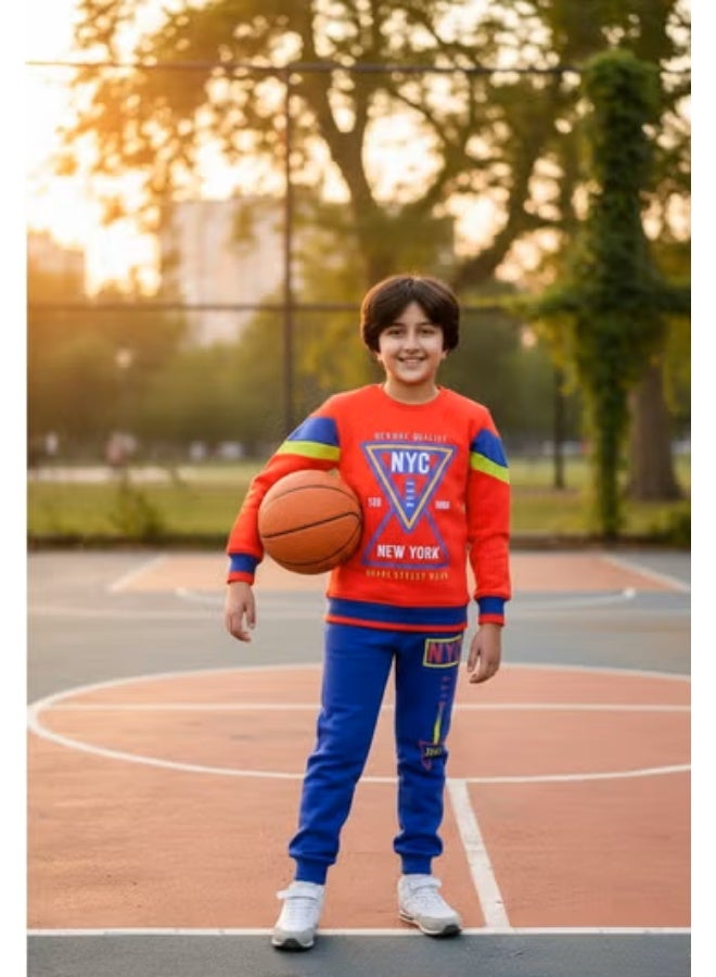 ماكاو طقم شتوي للأولاد من 6-12 سنة، خامة قطن 100% مبطن، طبقة خارجية سميكة مقاومة للوبر والتلاشي، دافئ وناعم، طقم منزلي وعملي للأولاد، تصميم جذاب وعصري - Image 3